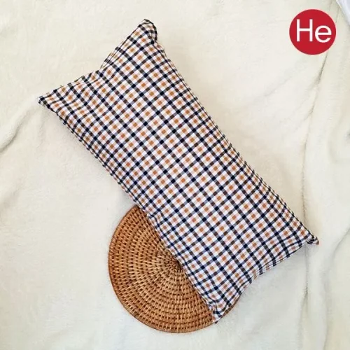 HE체크브라운 비드폼베개