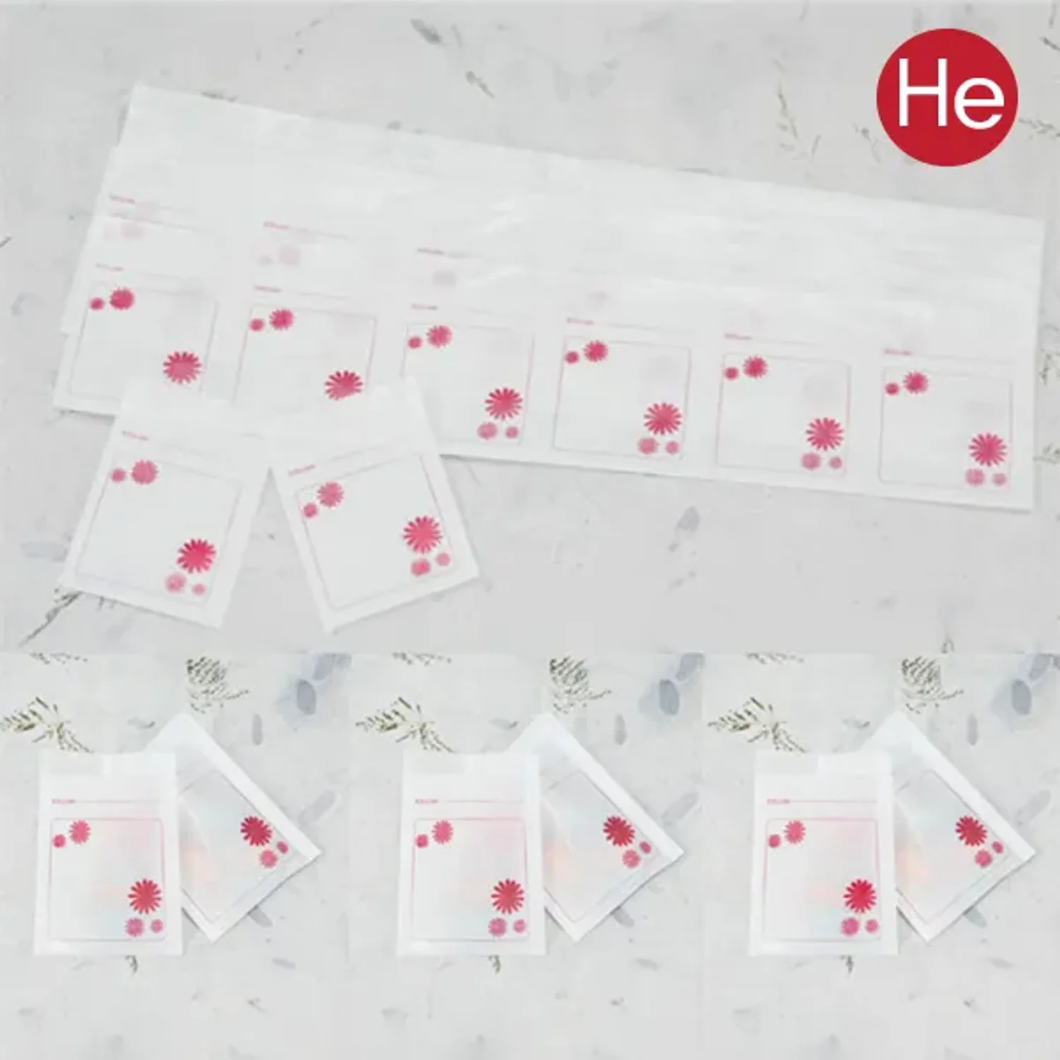 HE약포지 1묶음 200장 핑크꽃 국산자체디자인 한포78x56mm 사이즈