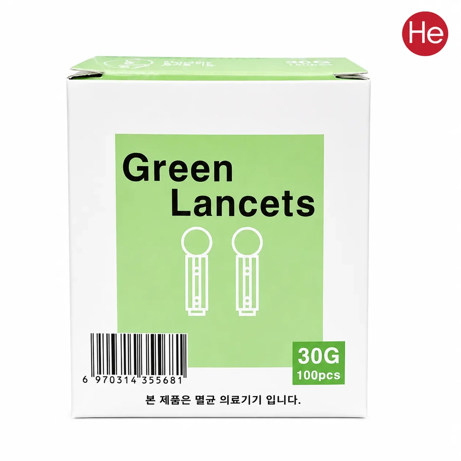 그린란셋 23G 26G 28G 30G 100개입 일회용채혈침 여드름 바늘 사혈침 사혈기침